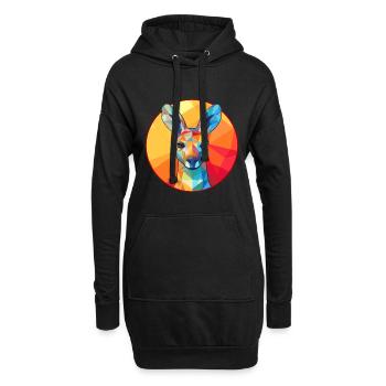 Kangourou vitrail coloré dessin animé Kawaii Ani - Sweat-shirt à capuche long Femme - noir - Devant