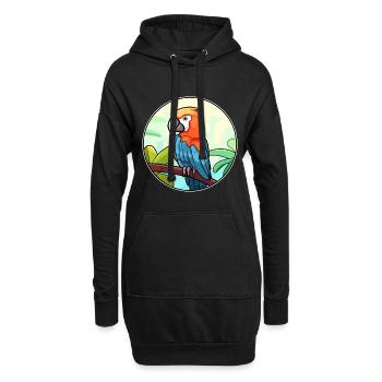 Papagei Buntglas Bunte Karikatur Kawaii Anima - Hoodie-Kleid - Schwarz - Vorne