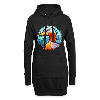 Ente Buntglas Bunte Karikatur Kawaii Tier - Hoodie-Kleid - Schwarz - Vorne