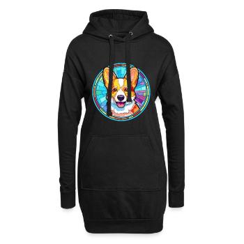 Corgi Hund Buntes Glas Bunte Karikatur Kawaii An - Hoodie-Kleid - Schwarz - Vorne