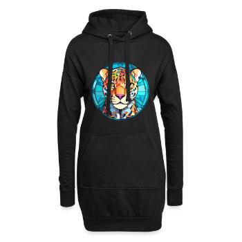 Leopard Buntes Glas Bunte Karikatur Kawaii Anim - Hoodie-Kleid - Schwarz - Vorne