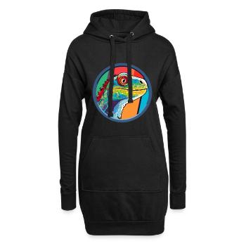 Eidechsen-Buntglas-Bunt-Cartoon-Kawaii-Anima - Hoodie-Kleid - Schwarz - Vorne