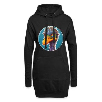 Emu Buntglas Bunte Karikatur Kawaii Tier - Hoodie-Kleid - Schwarz - Vorne