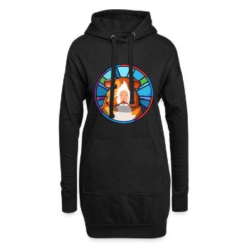 Cochon d’Inde vitrail coloré Cartoon Kawaii A - Sweat-shirt à capuche long Femme - noir - Devant
