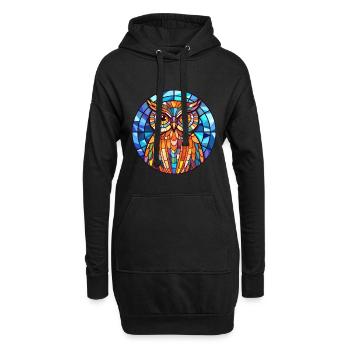 Eule Buntglas Bunte Karikatur Kawaii Tier - Hoodie-Kleid - Schwarz - Vorne