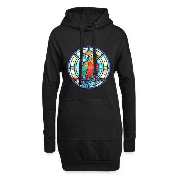 Perroquet vitrail coloré dessin animé Kawaii Anima - Sweat-shirt à capuche long Femme - noir - Devant