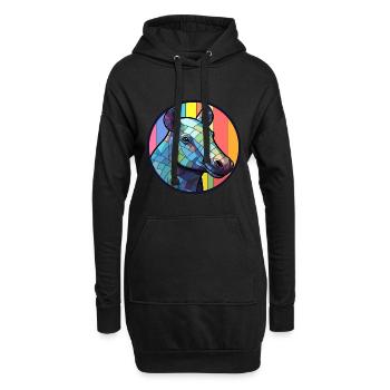 Tapir vitrail coloré dessin animé Kawaii Animal - Sweat-shirt à capuche long Femme - noir - Devant
