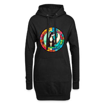 Stinktierglas bunte Karikatur Kawaii Tier - Hoodie-Kleid - Schwarz - Vorne