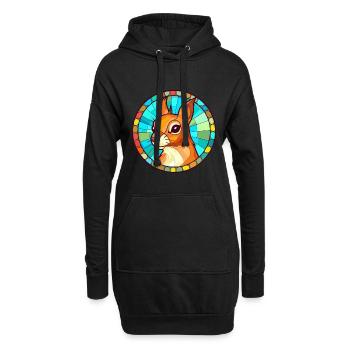 Écureuil vitrail coloré dessin animé Kawaii Ani - Sweat-shirt à capuche long Femme - noir - Devant