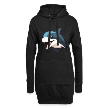 Orca Niedlich Glücklich Kawaii Cartoon Clipart Tier - Hoodie-Kleid - Schwarz - Vorne