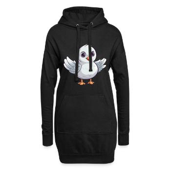 Mouette mignon heureux Kawaii Cartoon Clipart Animal - Sweat-shirt à capuche long Femme - noir - Devant