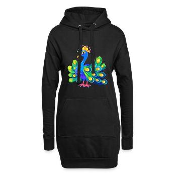 Pfau Niedlich Glücklich Kawaii Cartoon Clipart Tier - Hoodie-Kleid - Schwarz - Vorne