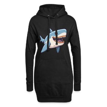 Requin mignon heureux kawaii dessin animé Clipart Animal - Sweat-shirt à capuche long Femme - noir - Devant
