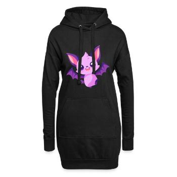 Fledermaus niedlich glücklich kawaii cartoon clipart tier - Hoodie-Kleid - Schwarz - Vorne