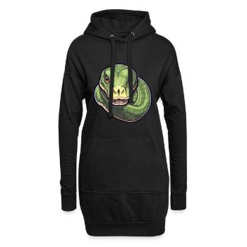 Anakonda Niedlich Glücklich Kawaii Cartoon Clipart Tier - Hoodie-Kleid - Schwarz - Vorne