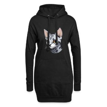 Chat Mau égyptien mignon heureux Kawaii Cartoon Clipart - Sweat-shirt à capuche long Femme - noir - Devant