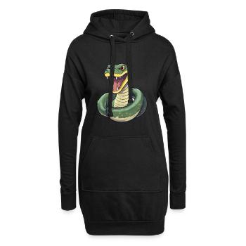 Anaconda Niedliche Glückliche Kawaii Cartoon Clipart Tier - Hoodie-Kleid - Schwarz - Vorne