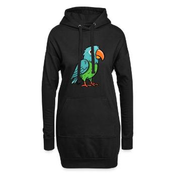 Papagei Niedlich Glücklich Kawaii Cartoon Clipart Tier - Hoodie-Kleid - Schwarz - Vorne