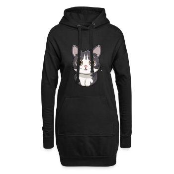 Amerikanische Drahthaarkatze Niedlich Glücklich Kawaii Cartoon Cl - Hoodie-Kleid - Schwarz - Vorne