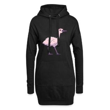 Strauß Niedlich Glücklich Kawaii Cartoon Clipart Tier - Hoodie-Kleid - Schwarz - Vorne