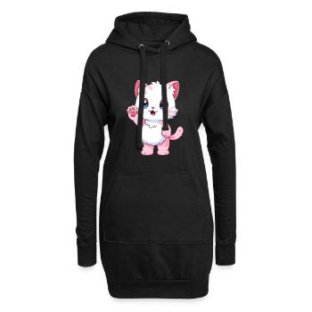 Katze niedlich glücklich kawaii cartoon clipart tier - Hoodie-Kleid - Schwarz - Vorne