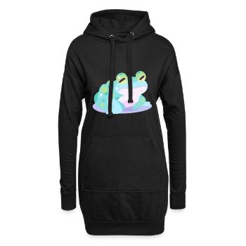 Grenouille mignon heureux kawaii dessin animé Clipart Animal - Sweat-shirt à capuche long Femme - noir - Devant