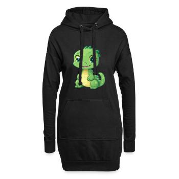 Basilisk Niedlich Glücklich Kawaii Cartoon Clipart Tier - Hoodie-Kleid - Schwarz - Vorne