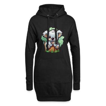 Koala Niedlich Glücklich Kawaii Cartoon Clipart Tier - Hoodie-Kleid - Schwarz - Vorne