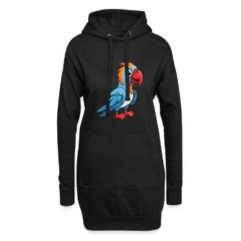 Papagei Niedlich Glücklich Kawaii Cartoon Clipart Tier - Hoodie-Kleid - Schwarz - Vorne
