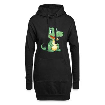 Crocodile mignon heureux kawaii dessin animé Clipart Animal - Sweat-shirt à capuche long Femme - noir - Devant
