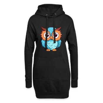 Eule süßes glückliches Kawaii Cartoon Clipart Tier - Hoodie-Kleid - Schwarz - Vorne