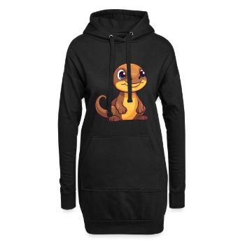 Komodo Süßes glückliches Kawaii Cartoon Clipart Tier - Hoodie-Kleid - Schwarz - Vorne