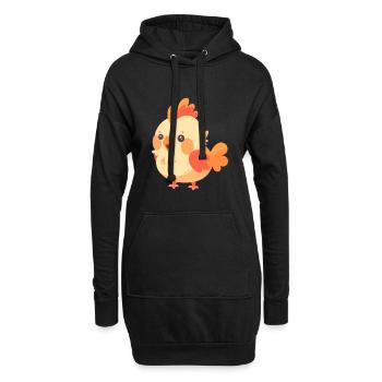 Hahn süßes glückliches Kawaii Cartoon Clipart Tier - Hoodie-Kleid - Schwarz - Vorne