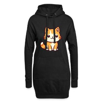Katze niedlich glücklich kawaii cartoon clipart tier - Hoodie-Kleid - Schwarz - Vorne