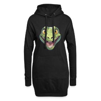 Anakonda Niedlich Glücklich Kawaii Cartoon Clipart Tier - Hoodie-Kleid - Schwarz - Vorne