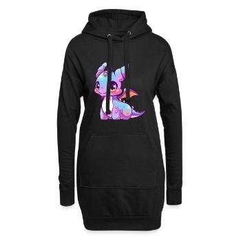 Drache Niedlich Glücklich Kawaii Cartoon Clipart Tier - Hoodie-Kleid - Schwarz - Vorne