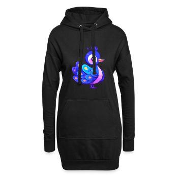 Pfau Niedlich Glücklich Kawaii Cartoon Clipart Tier - Hoodie-Kleid - Schwarz - Vorne