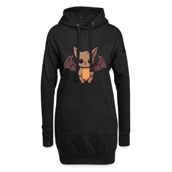 Fledermaus niedlich glücklich kawaii cartoon clipart tier - Hoodie-Kleid - Schwarz - Vorne