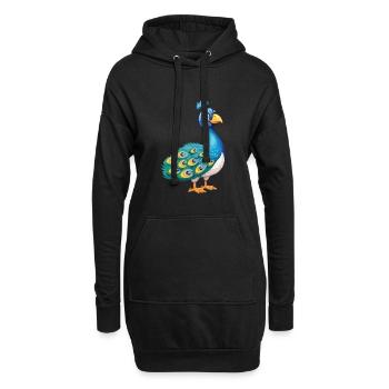 Pfau Niedlich Glücklich Kawaii Cartoon Clipart Tier - Hoodie-Kleid - Schwarz - Vorne