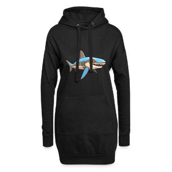 Requin mignon heureux kawaii dessin animé Clipart Animal - Sweat-shirt à capuche long Femme - noir - Devant