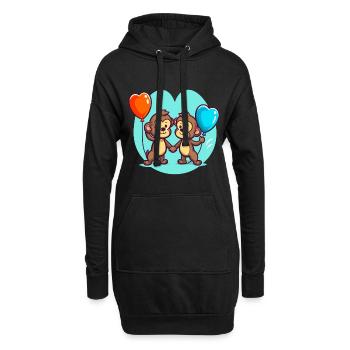 Affen, Kawaii, Karikatur, Haustier, Spielend, Mit, Balloons - Hoodie-Kleid - Schwarz - Vorne