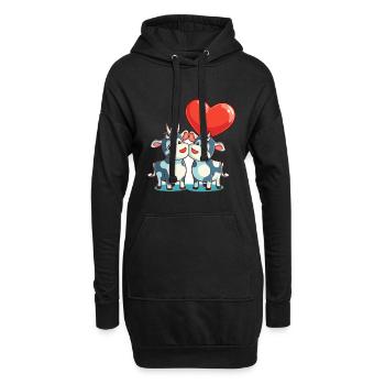 Kuh, Kawaii, Karikatur, Haustier, Spielender, Mit, Balloons - Hoodie-Kleid - Schwarz - Vorne