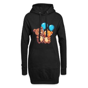 Ours kawaii dessin animé animal de compagnie jouant avec des ballons - Sweat-shirt à capuche long Femme - noir - Devant