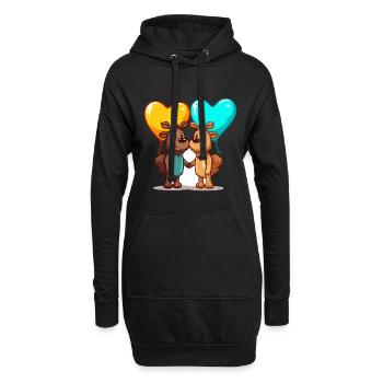Moose Kawaii Cartoon Haustier spielt mit Luftballons - Hoodie-Kleid - Schwarz - Vorne