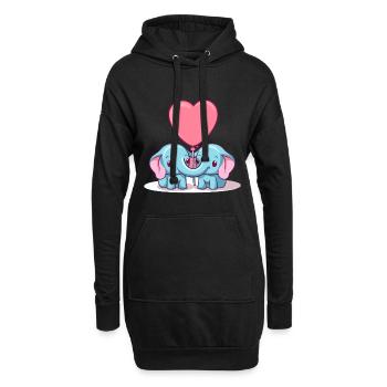 Elefanten Kawaii Cartoon Haustier spielt mit Luftballons - Hoodie-Kleid - Schwarz - Vorne