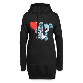 Koala Kawaii Cartoon Pet Jouant Avec Des Ballons - Sweat-shirt à capuche long Femme - noir - Devant