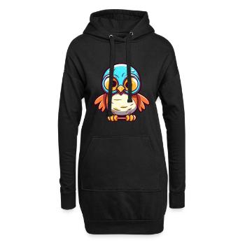 Lustige Eule Kawaii Cartoon Haustier spielt Skateboard - Hoodie-Kleid - Schwarz - Vorne