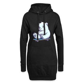 Drôle Ours Polaire Kawaii Cartoon Pet Jouer Skateb - Sweat-shirt à capuche long Femme - noir - Devant