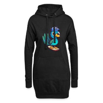Drôle Peacock Kawaii Cartoon Jouer Skateboard - Sweat-shirt à capuche long Femme - noir - Devant