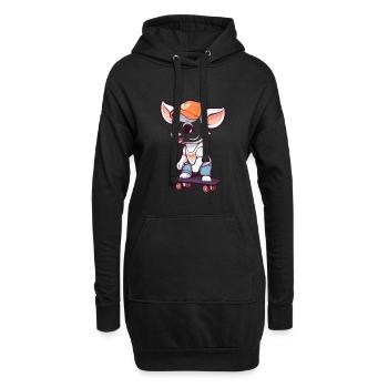 Drôle Chèvre Kawaii Cartoon Pet Jouant Skateboard - Sweat-shirt à capuche long Femme - noir - Devant